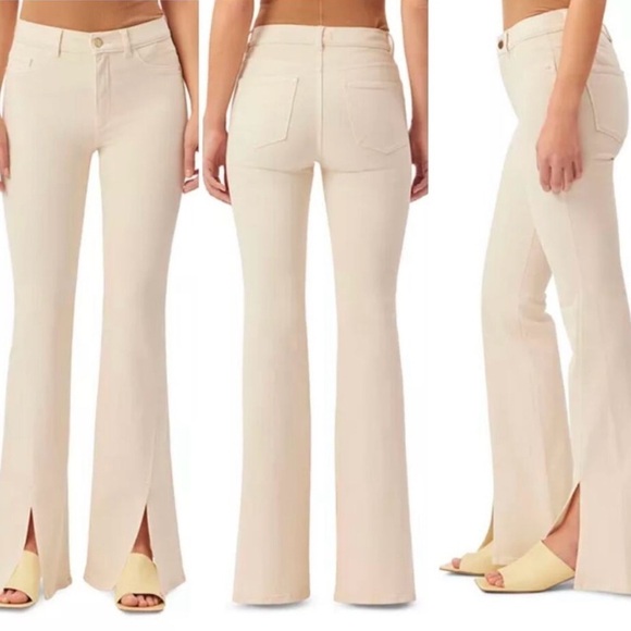 DL1961 Denim - DL1961 Bridget Instasculpt High Rise Bootcut Hem Split Jeans Ecru Size 26